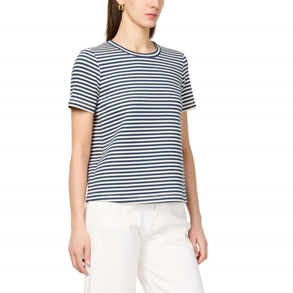 S Max Mara Nancy T-shirt, Ecru Pinstripes